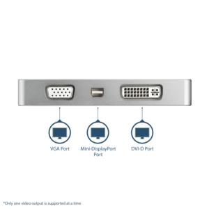 Adaptador de Audio y Video para Viajes: 4 en 1 - Convertidor USB-C a VGA, DVI, HDMI o mini DispayPort - 4K - de Aluminio